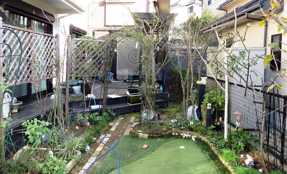 施工前のお庭とウッドデッキ