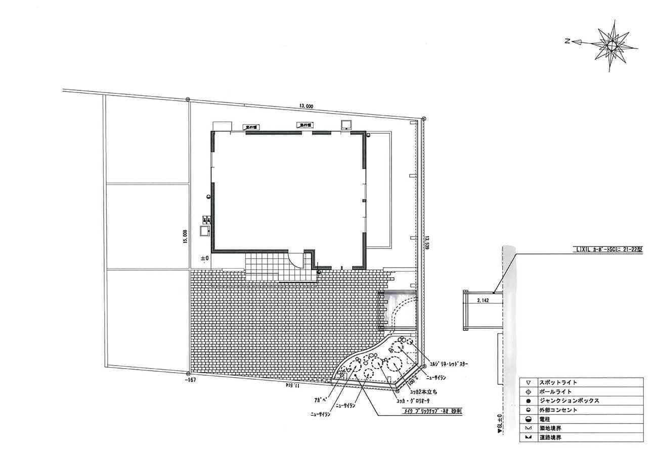 大和市K様邸ガーデンリノベーション平面図と立面図