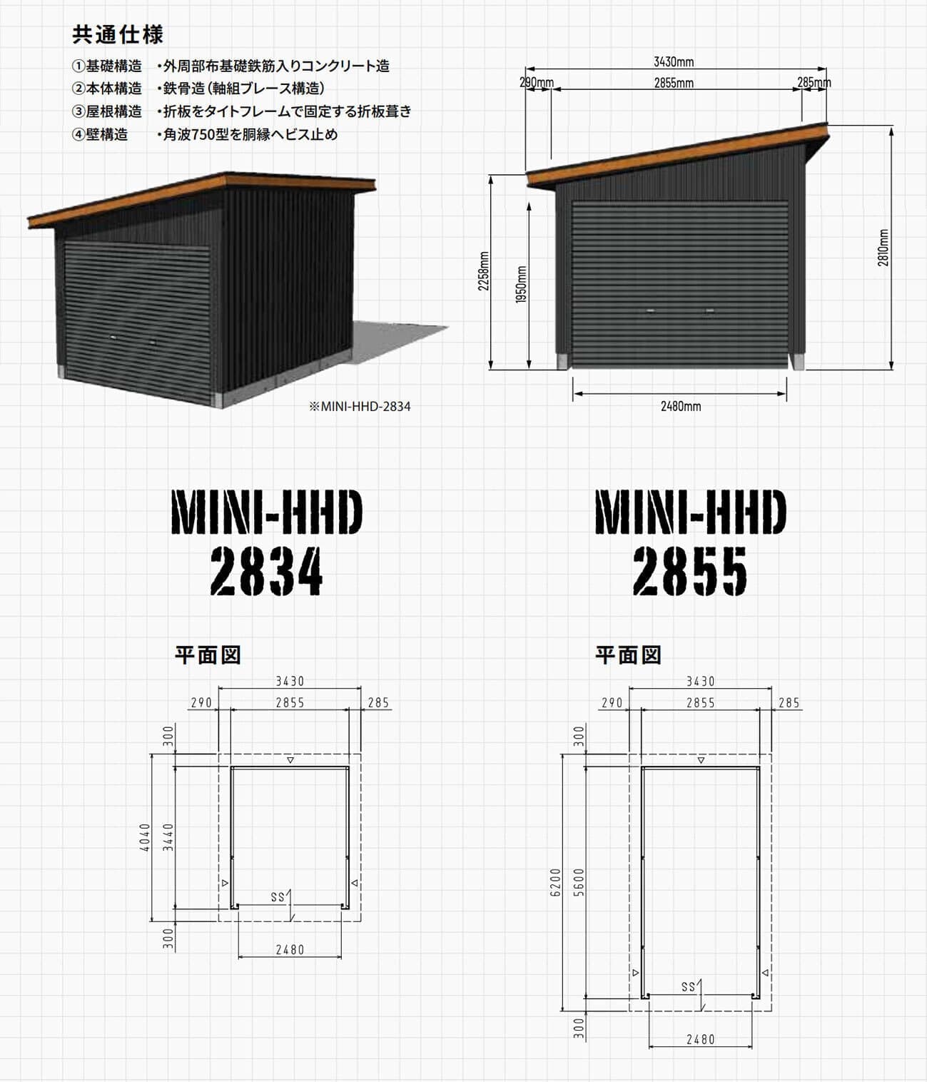 カクイチガレージMINI-HHD間口28寸法