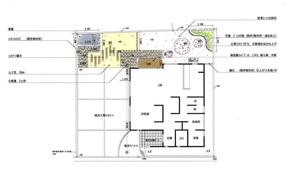 平塚市石川様邸平面図と立面図