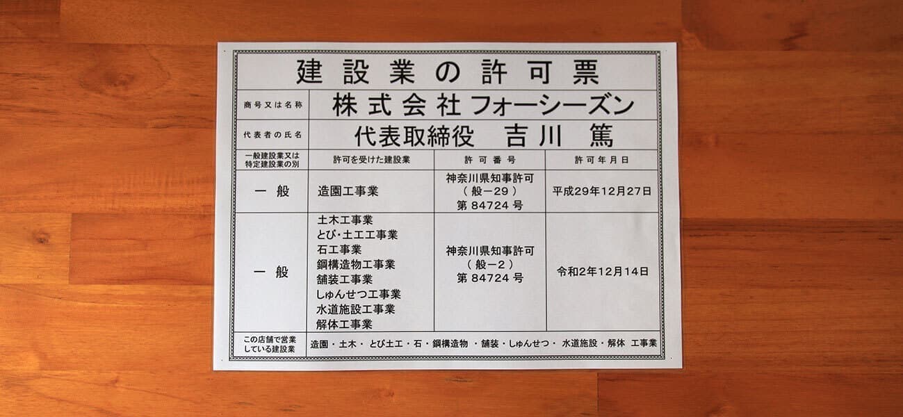 建設業の許可票